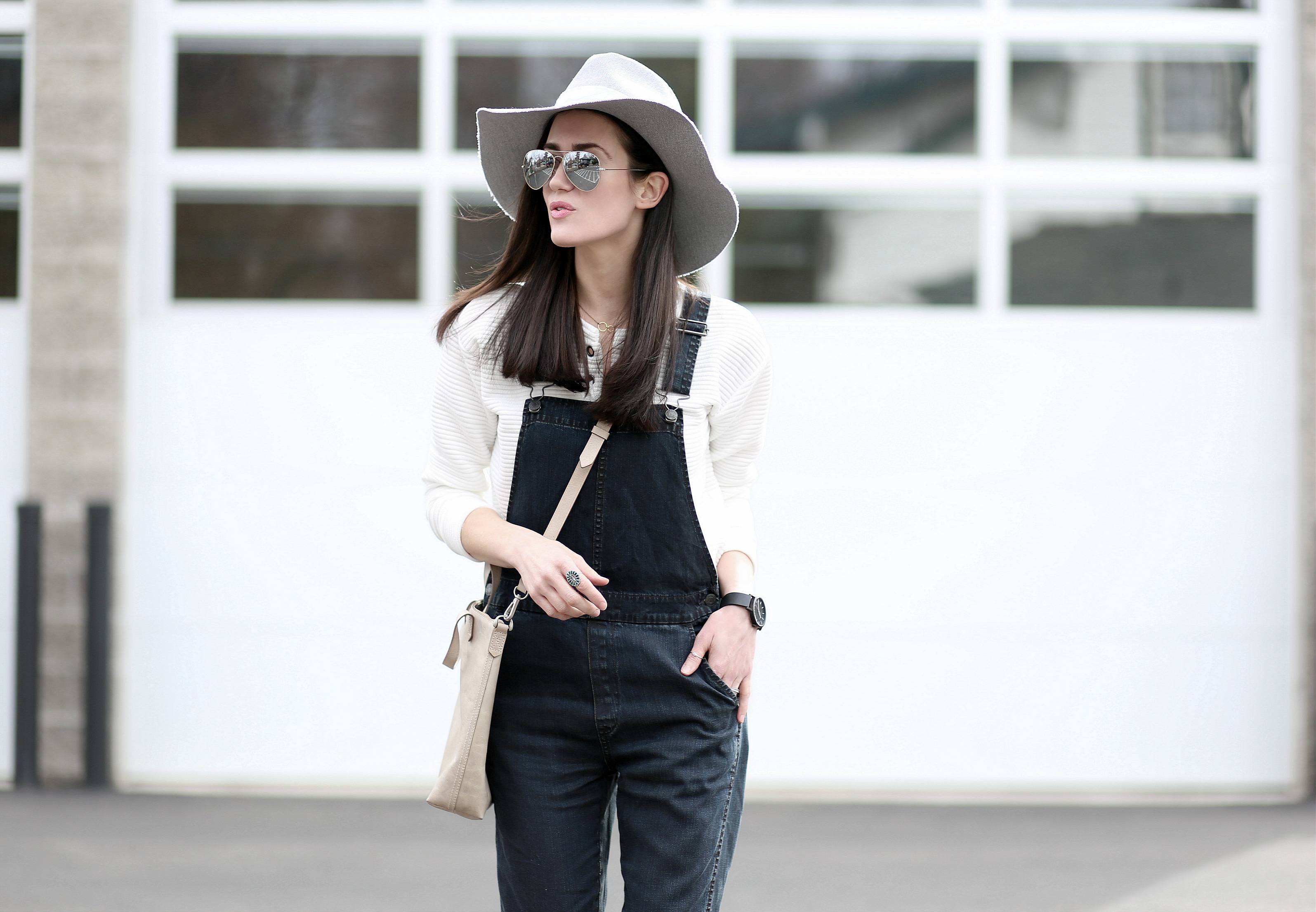 Black Overalls Grey Hat 2a