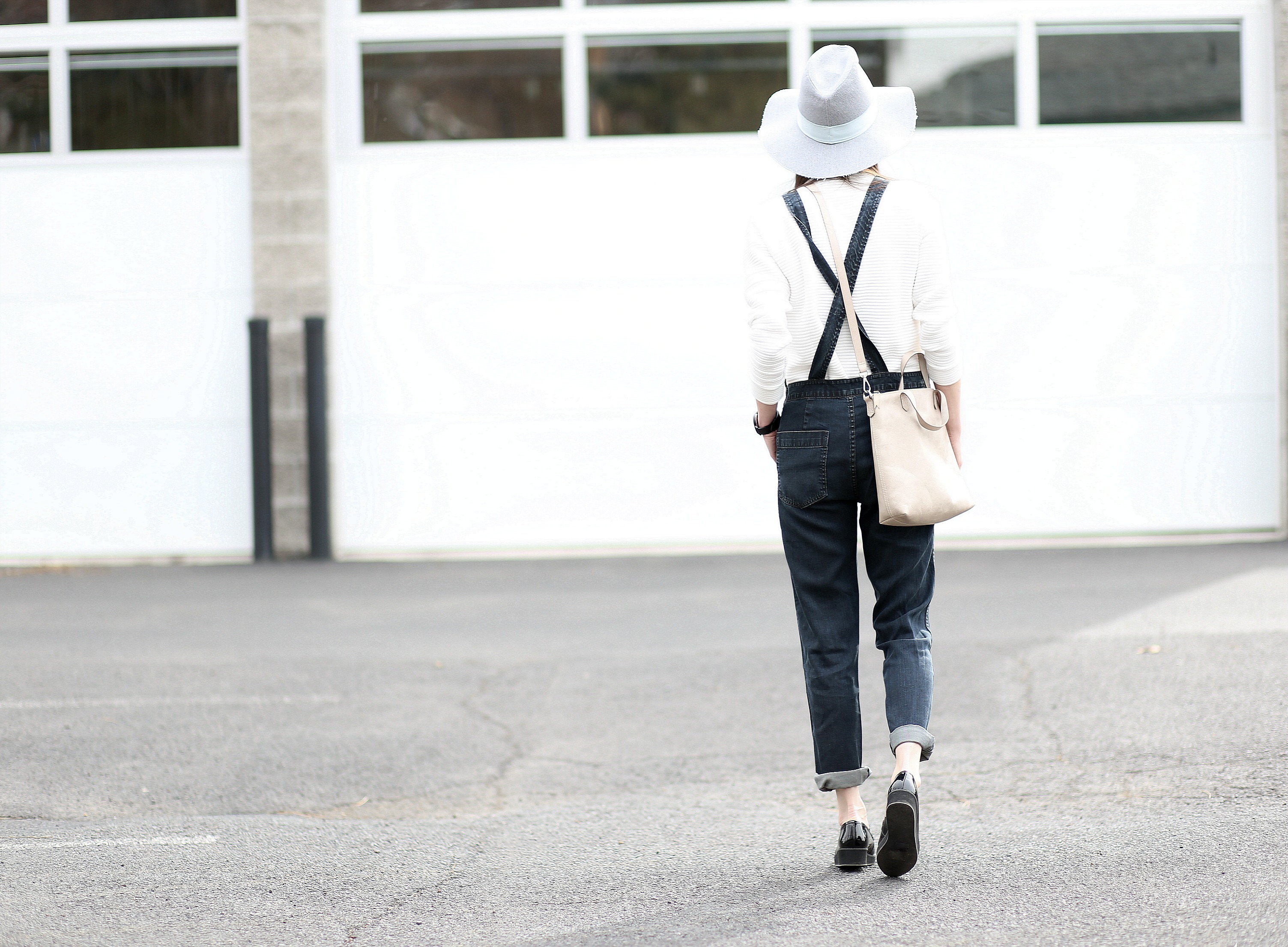 Black Overalls Grey Hat 4a